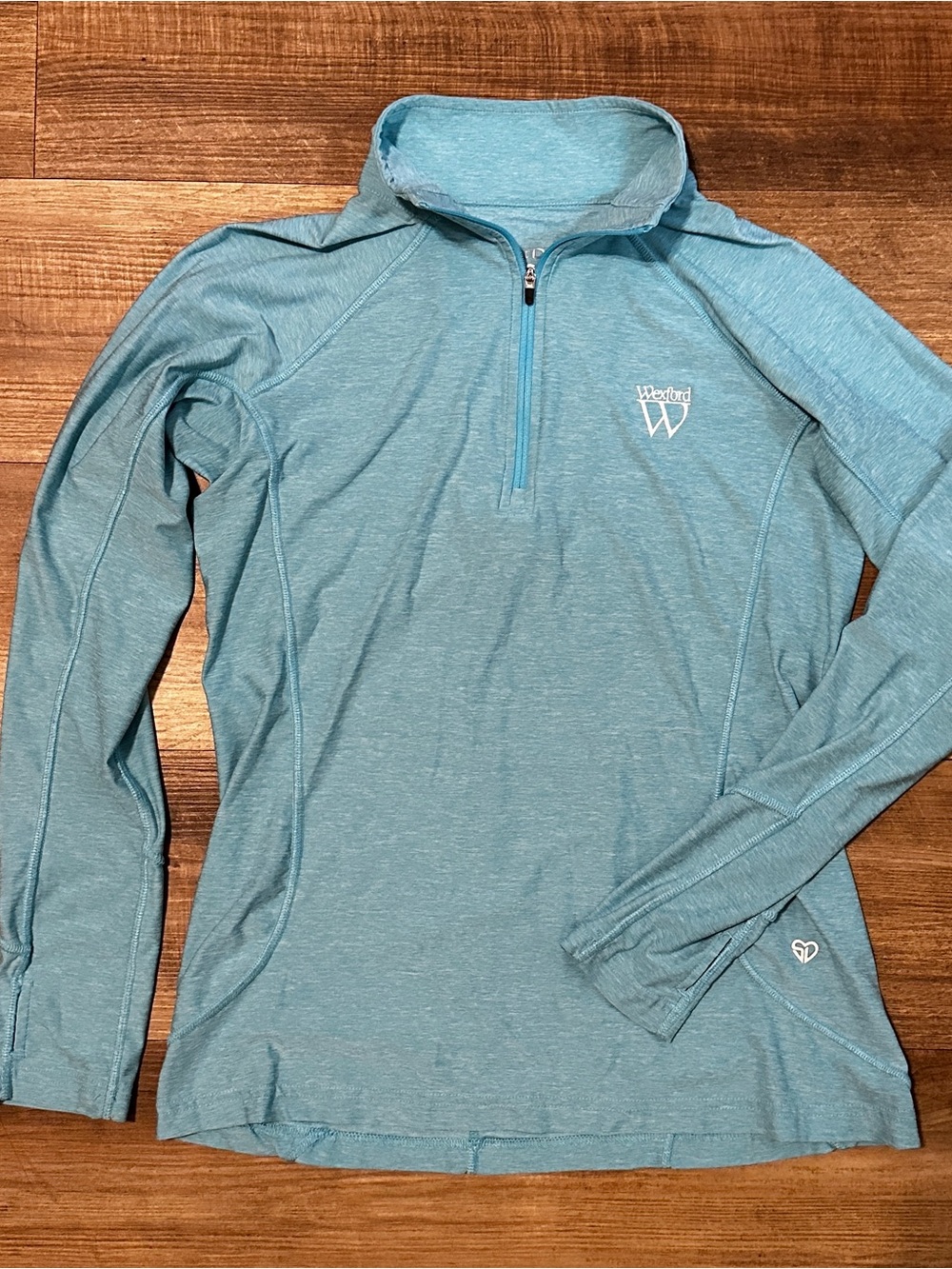 Straight Down Teal Quarter-Zip Long Sleeve Performance Top